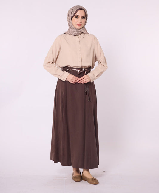 A-Line Skirt with Satin Belt Detail