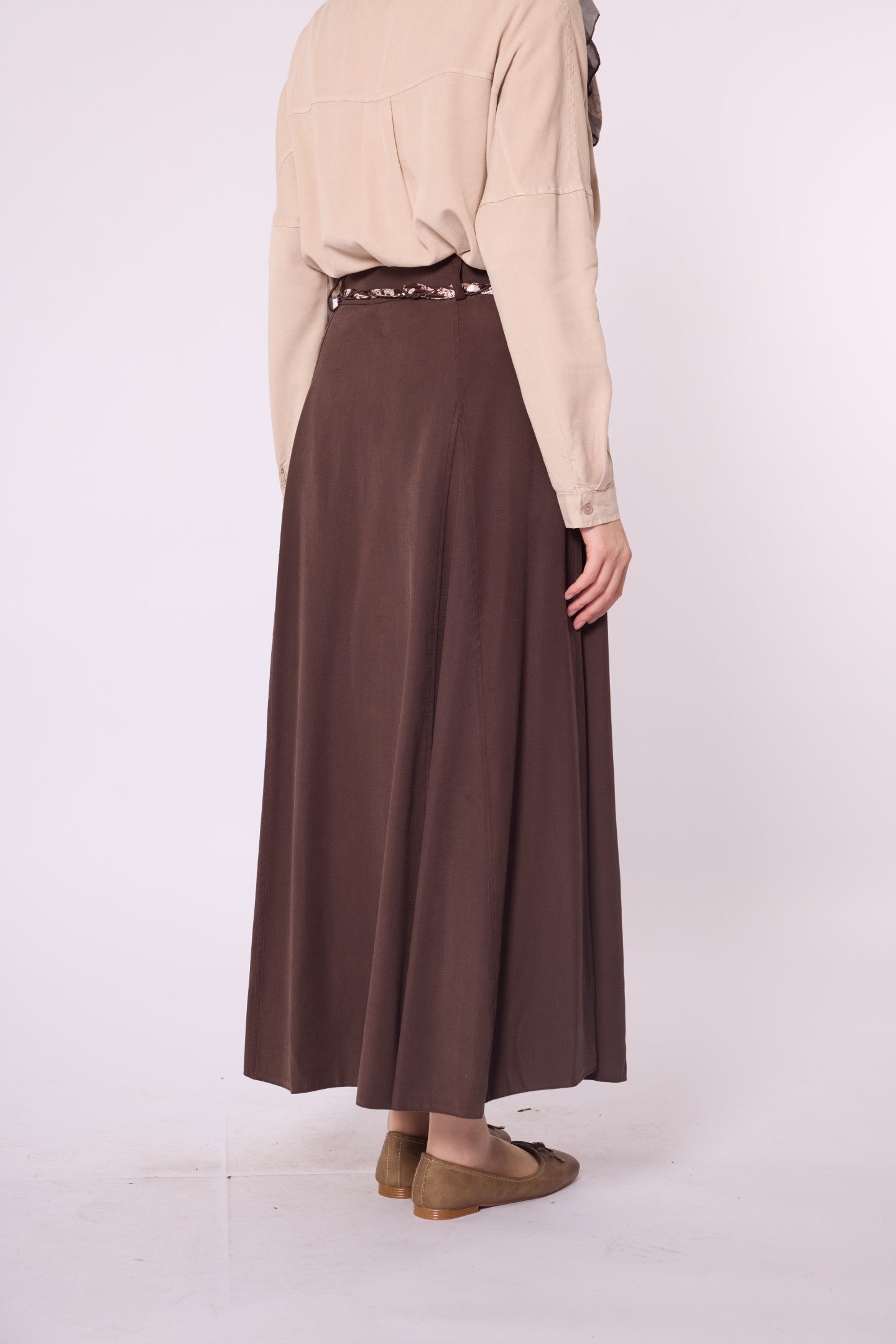 A-Line Skirt with Satin Belt Detail