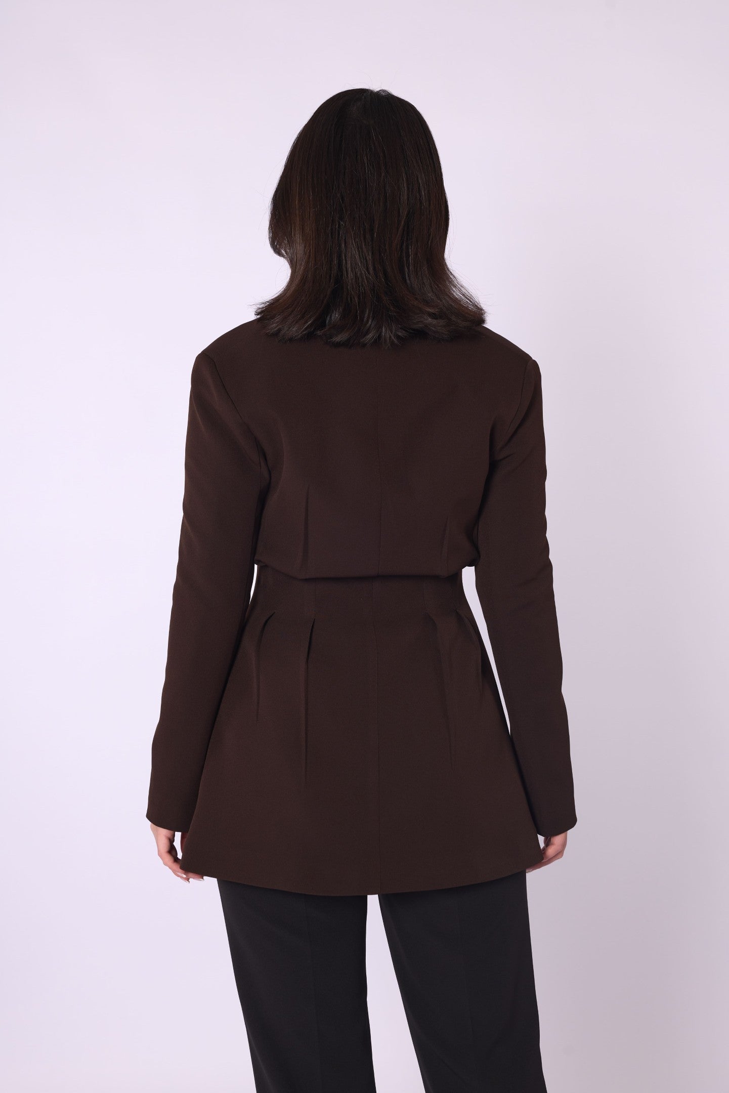 Shawl Collar Pleat Detail Lined Jacket