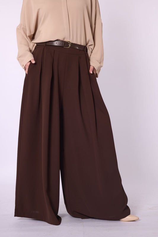 Belted Pleated Palazzo Pants