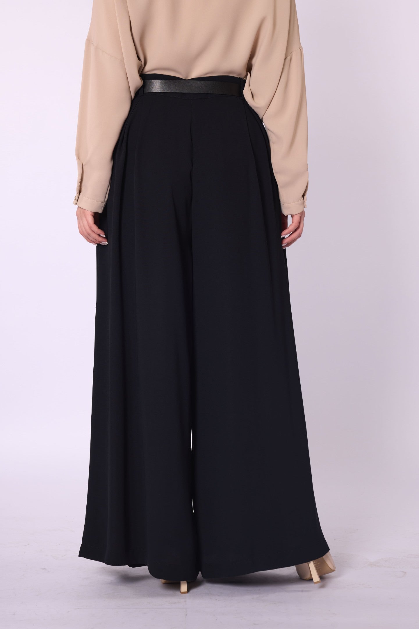 Belted Pleated Palazzo Pants