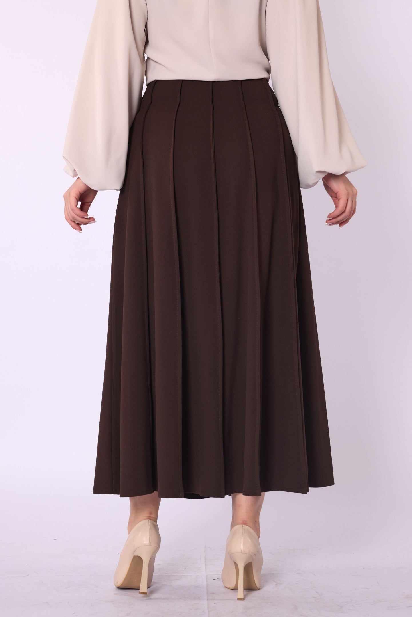 Zip-Up Stitch Detail Maxi Skirt