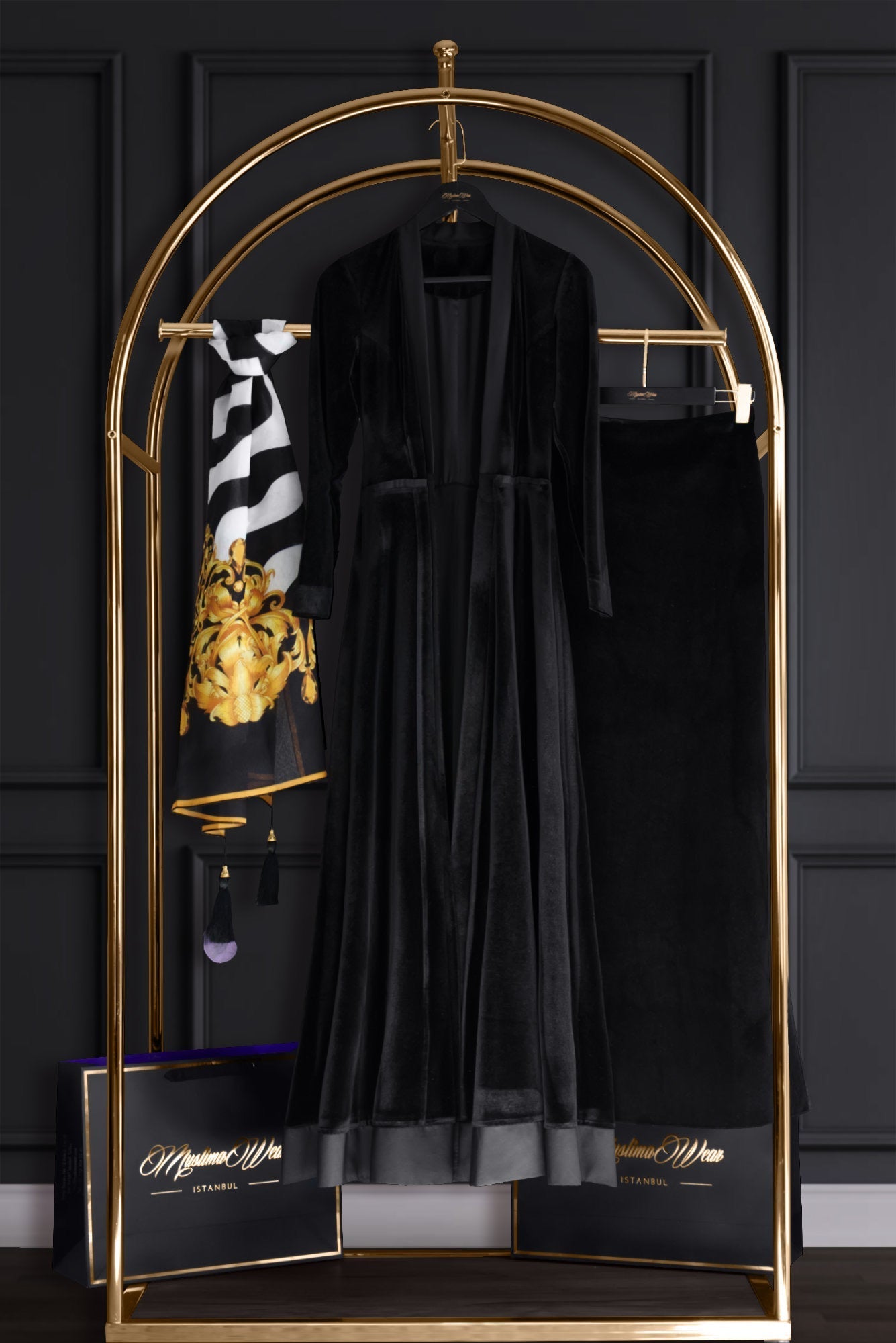 Muslima Black Velvet Coat