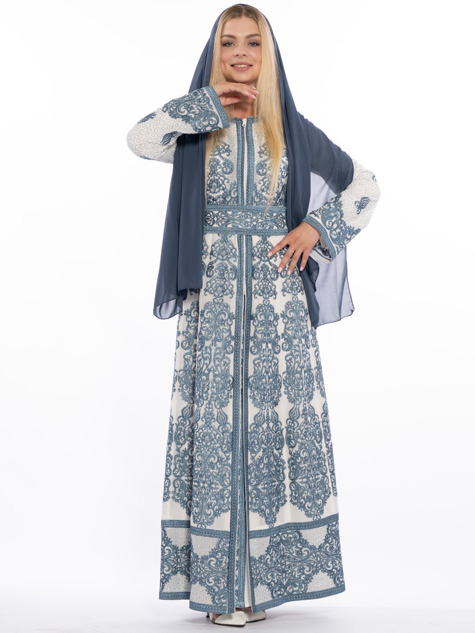 A Cream-Colored Embroidered Caftan