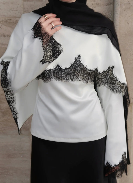 Rayna-Satin Lace Top
