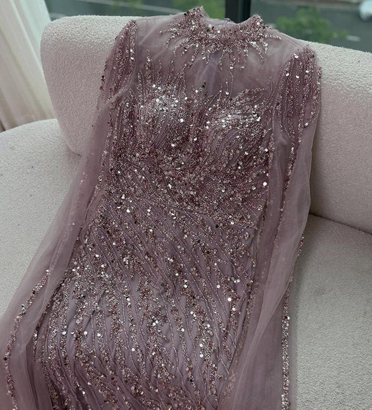 Ella Cape Gown-Dusty Rose