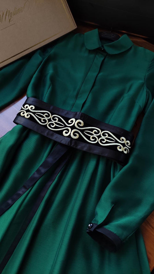 Shadow Green French chiffon dress