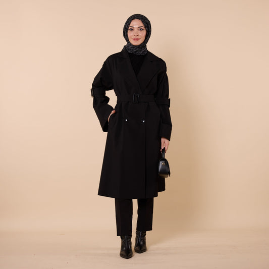 Flare Sleeve Belted Lined Trench Coat
