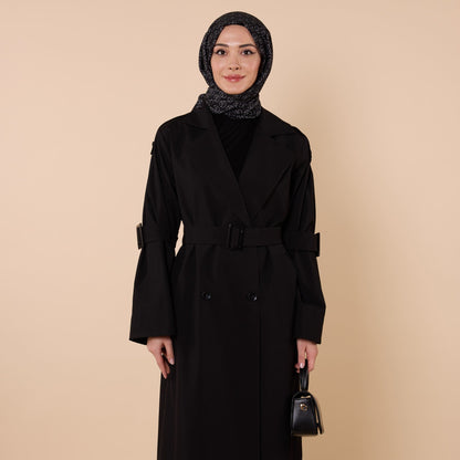 Flare Sleeve Belted Lined Trench Coat