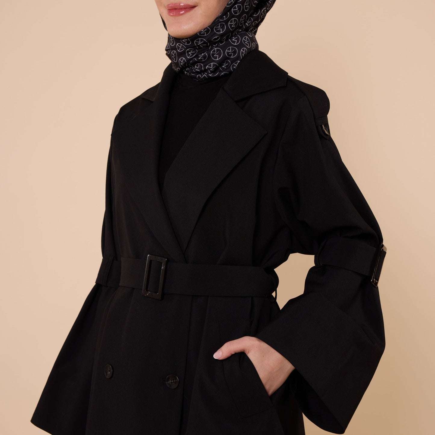 Flare Sleeve Belted Lined Trench Coat