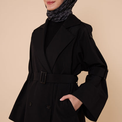 Flare Sleeve Belted Lined Trench Coat