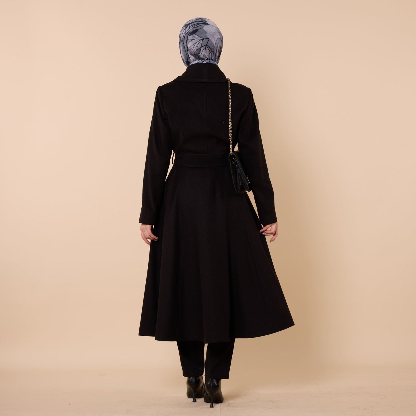Double Breasted Belted Mid Length Coat