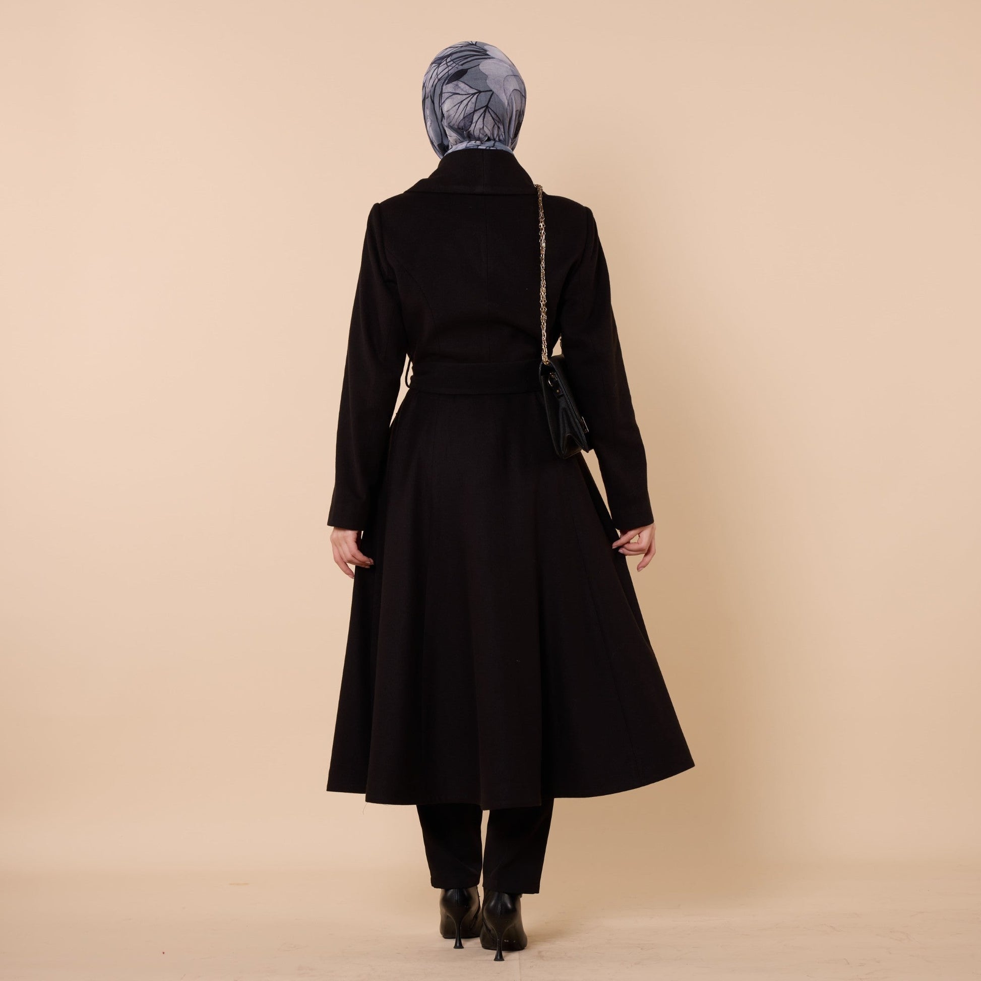 Double Breasted Belted Mid Length Coat