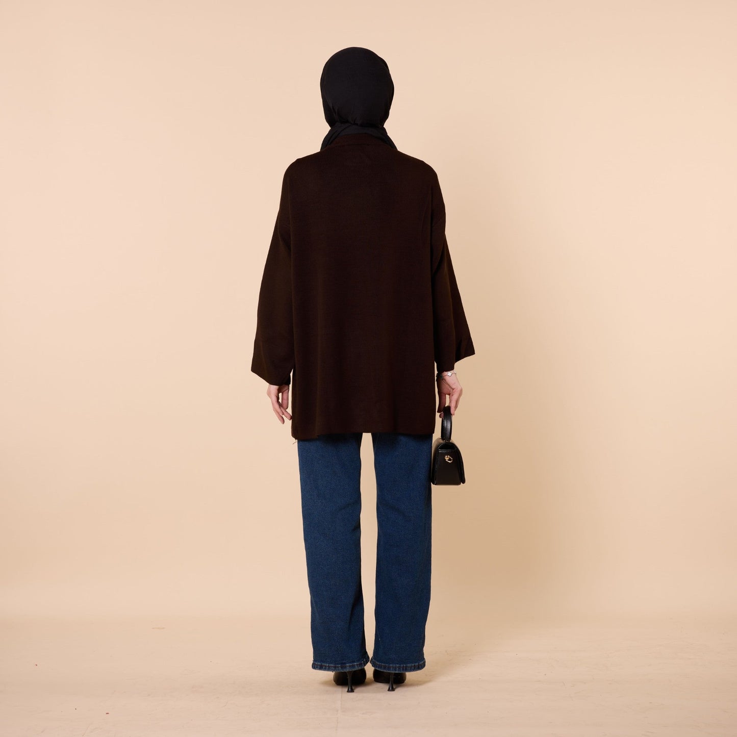 Double Button Long Knit Poncho