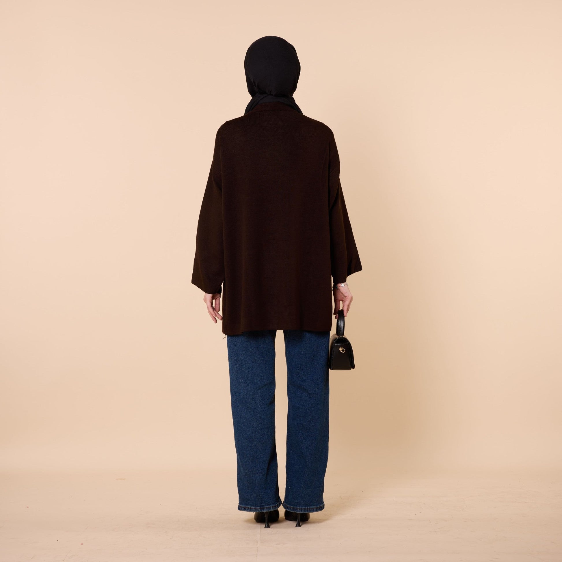 Double Button Long Knit Poncho