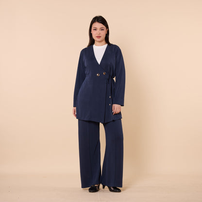Wrap Look Three Piece Set With Waist Tie