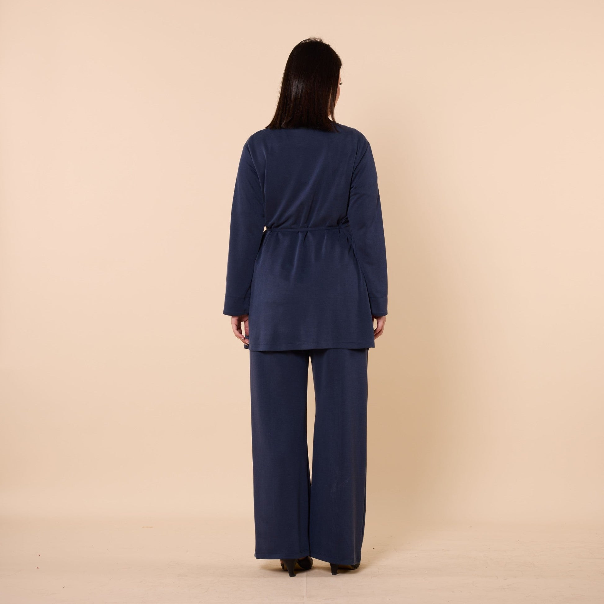 Wrap Look Three Piece Set With Waist Tie