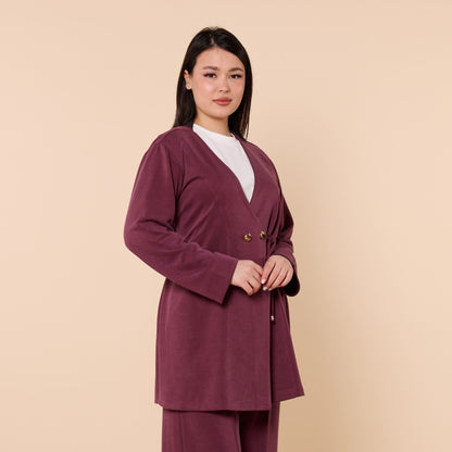 Wrap Look Three Piece Set With Waist Tie