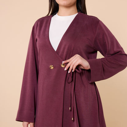 Wrap Look Three Piece Set With Waist Tie