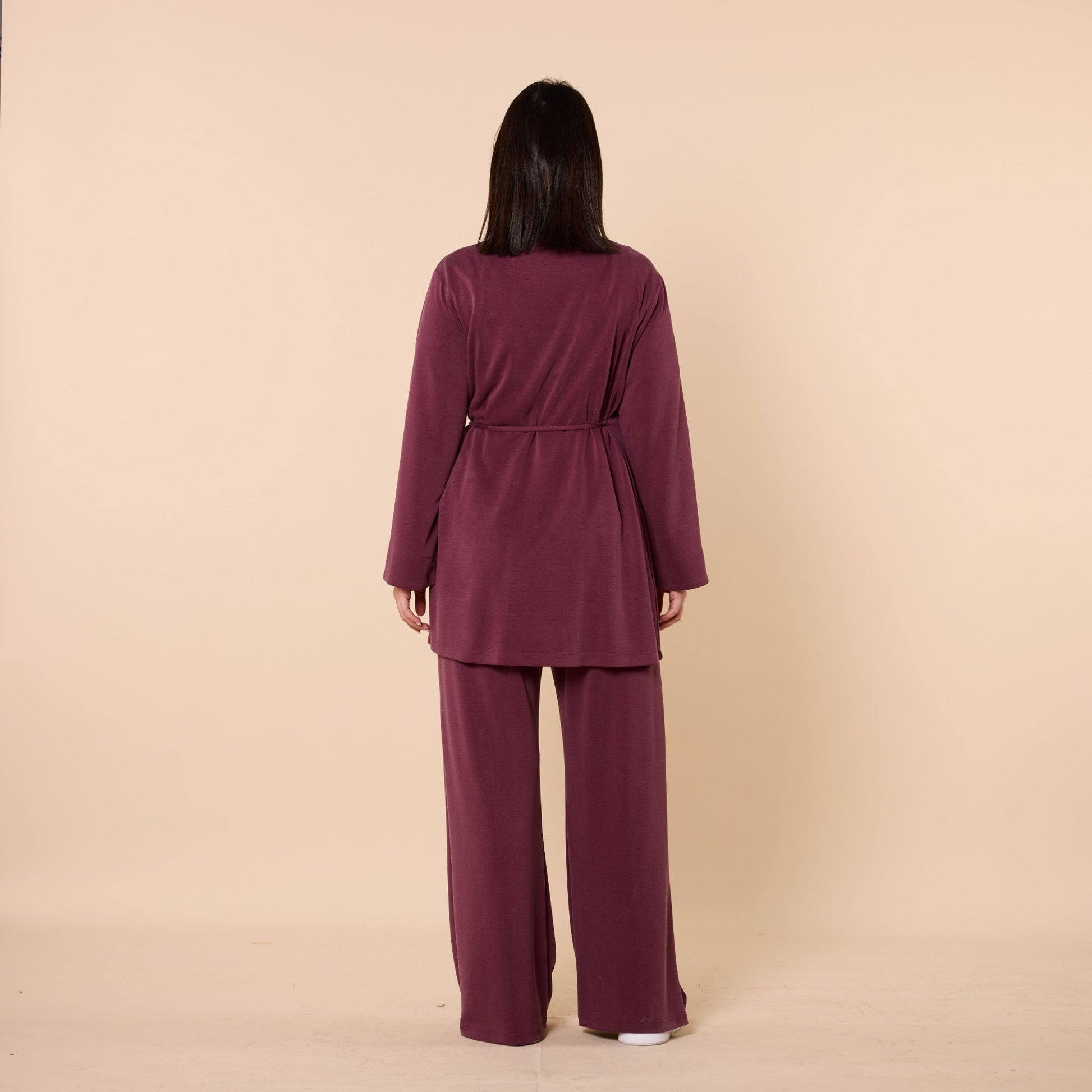 Wrap Look Three Piece Set With Waist Tie