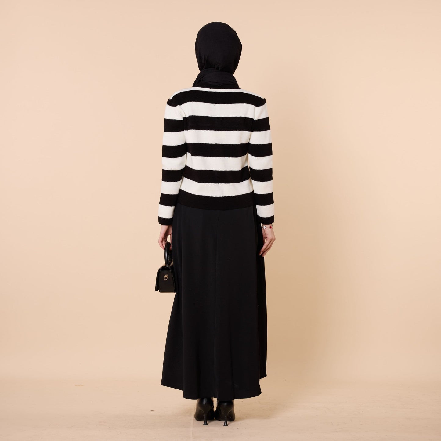 Striped Knit Cardigan With Button Detail