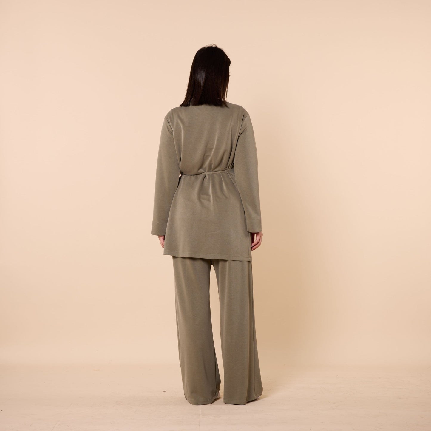 Wrap Look Three Piece Set With Waist Tie