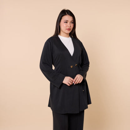 Wrap Look Three Piece Set With Waist Tie