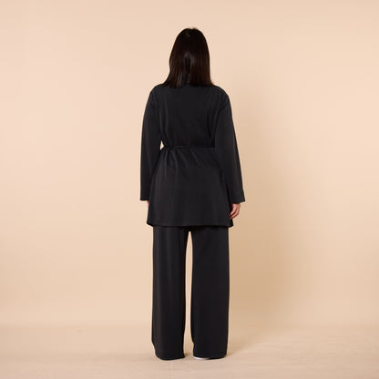 Wrap Look Three Piece Set With Waist Tie