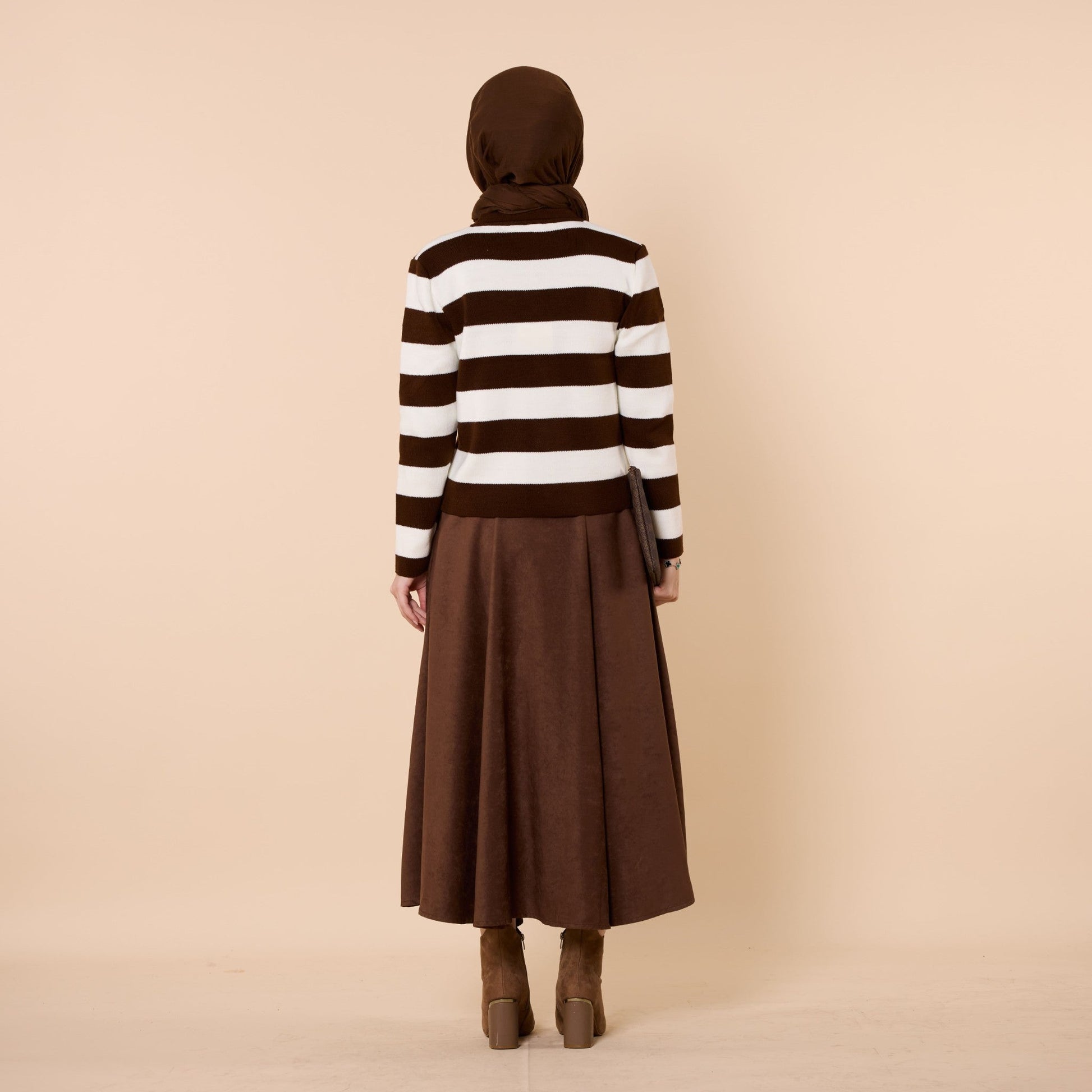 Striped Knit Cardigan With Button Detail