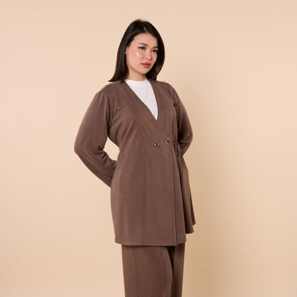 Wrap Look Three Piece Set With Waist Tie