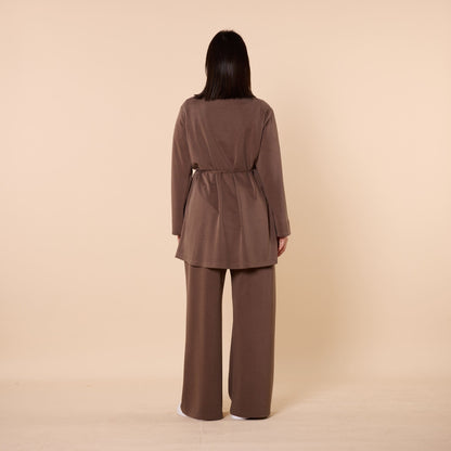 Wrap Look Three Piece Set With Waist Tie