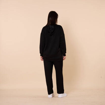 Zip Front Hooded Top And Pants Two Piece Set