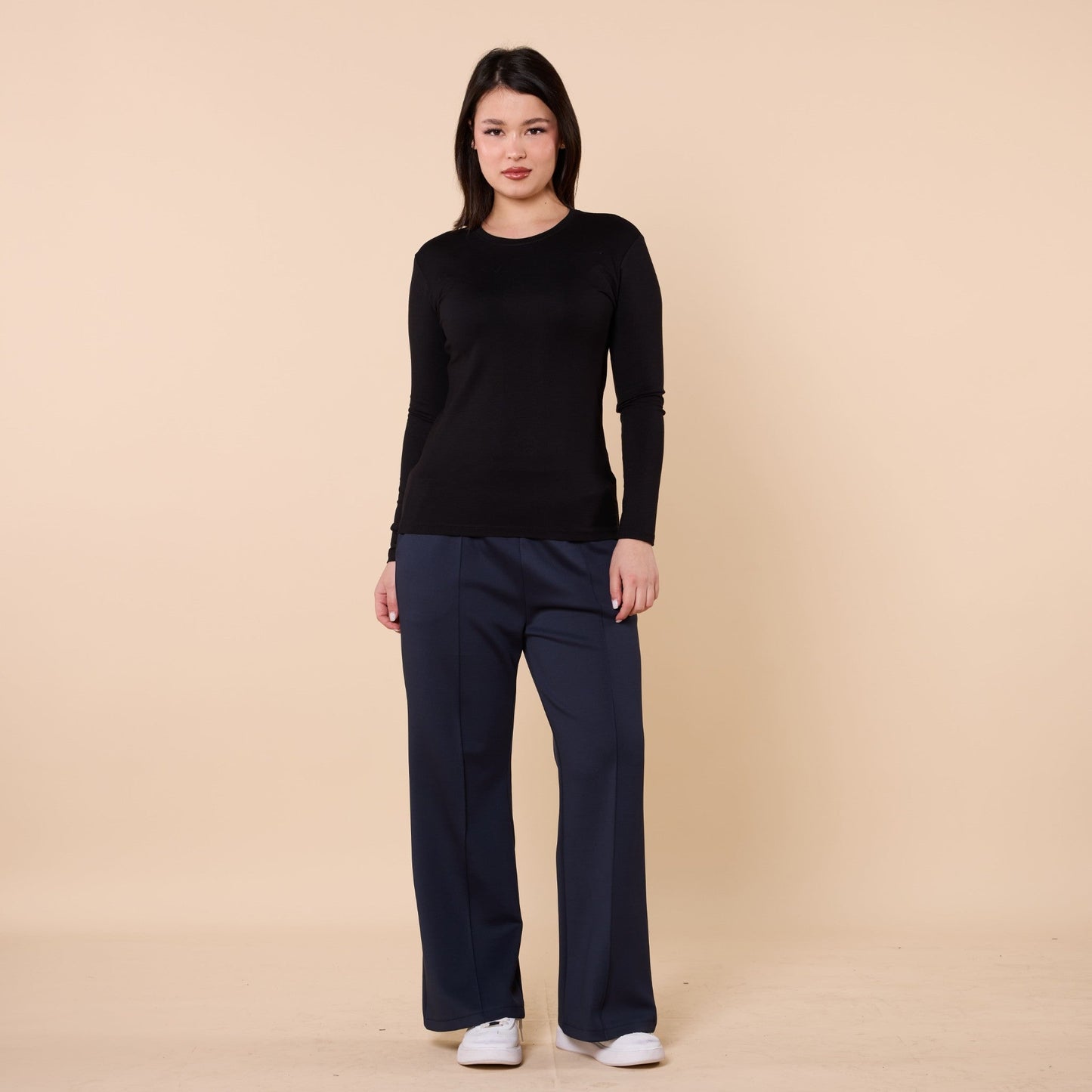 Long Sleeve Basic Crew Neck Jersey Bodysuit