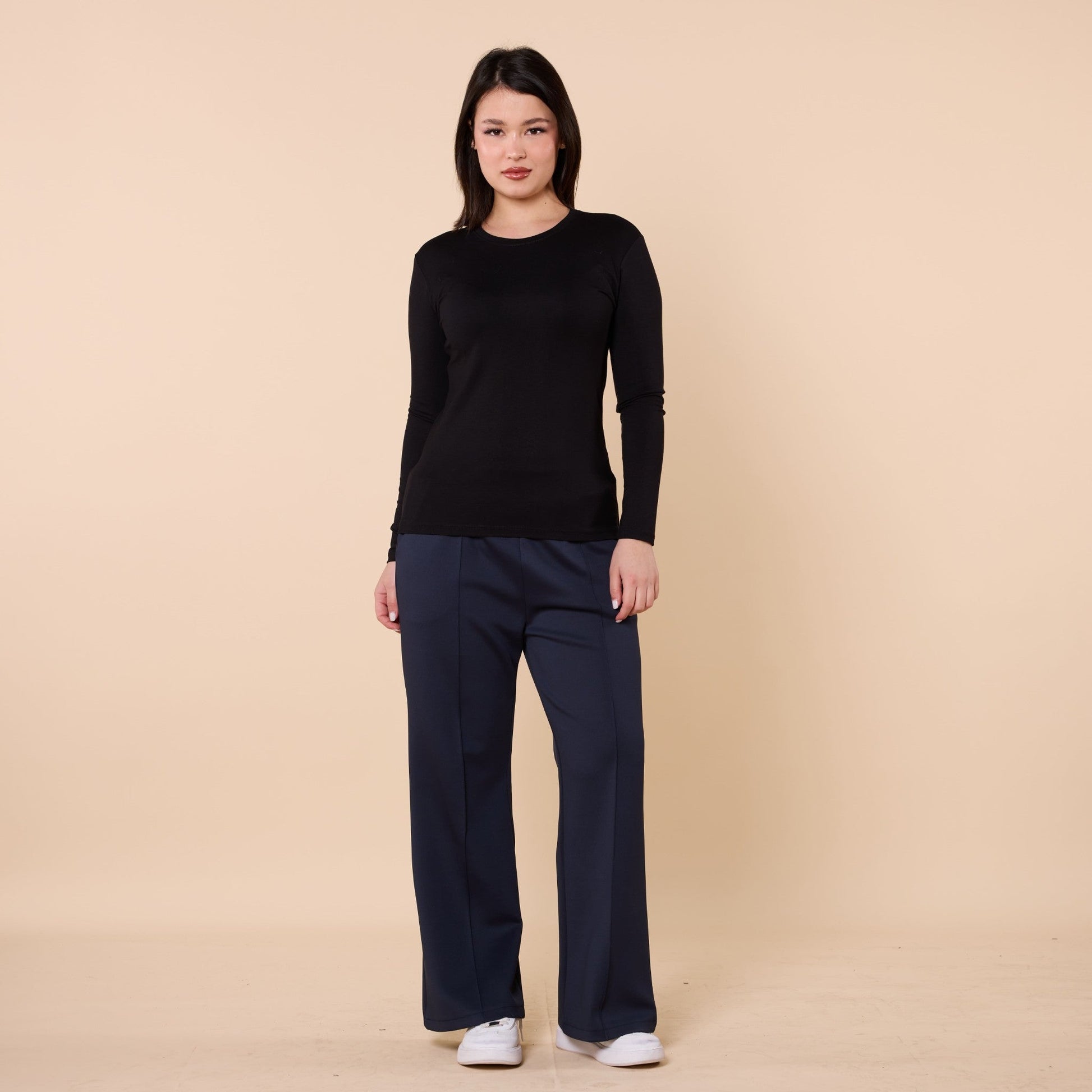 Long Sleeve Basic Crew Neck Jersey Bodysuit