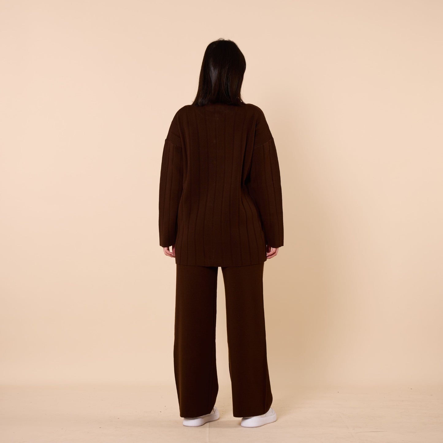 Striped Detail Buttoned Knit Two Piece Set