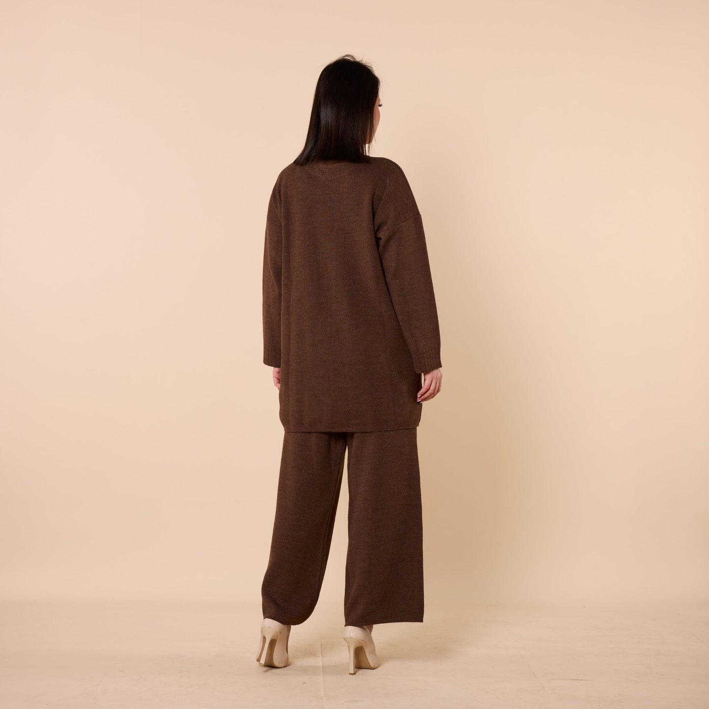 Button Detail Knit Two Piece Pants Set