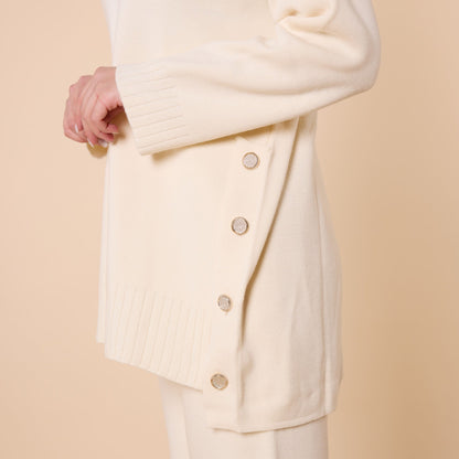 Button Detail Knit Two Piece Pants Set