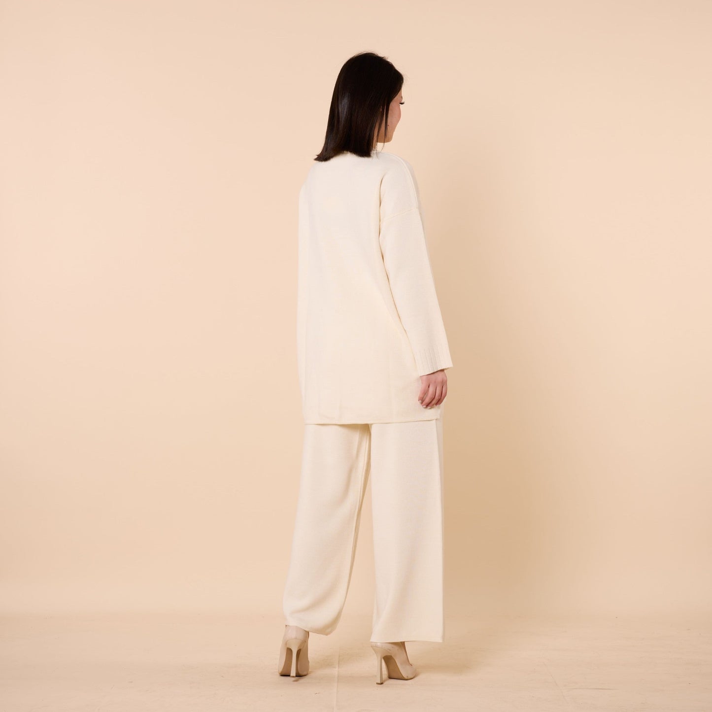 Button Detail Knit Two Piece Pants Set