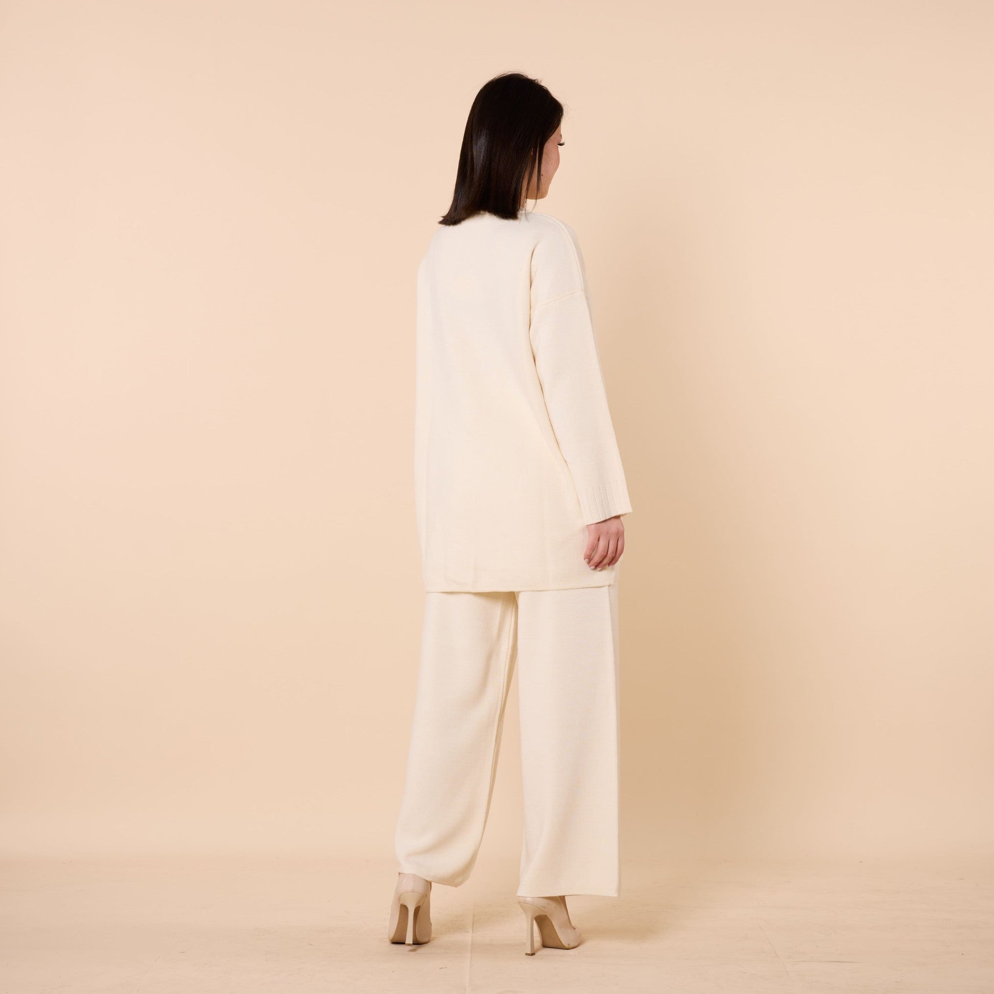 Button Detail Knit Two Piece Pants Set