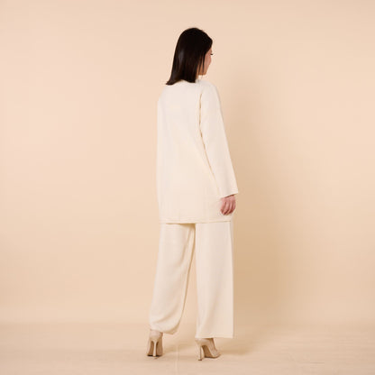 Button Detail Knit Two Piece Pants Set