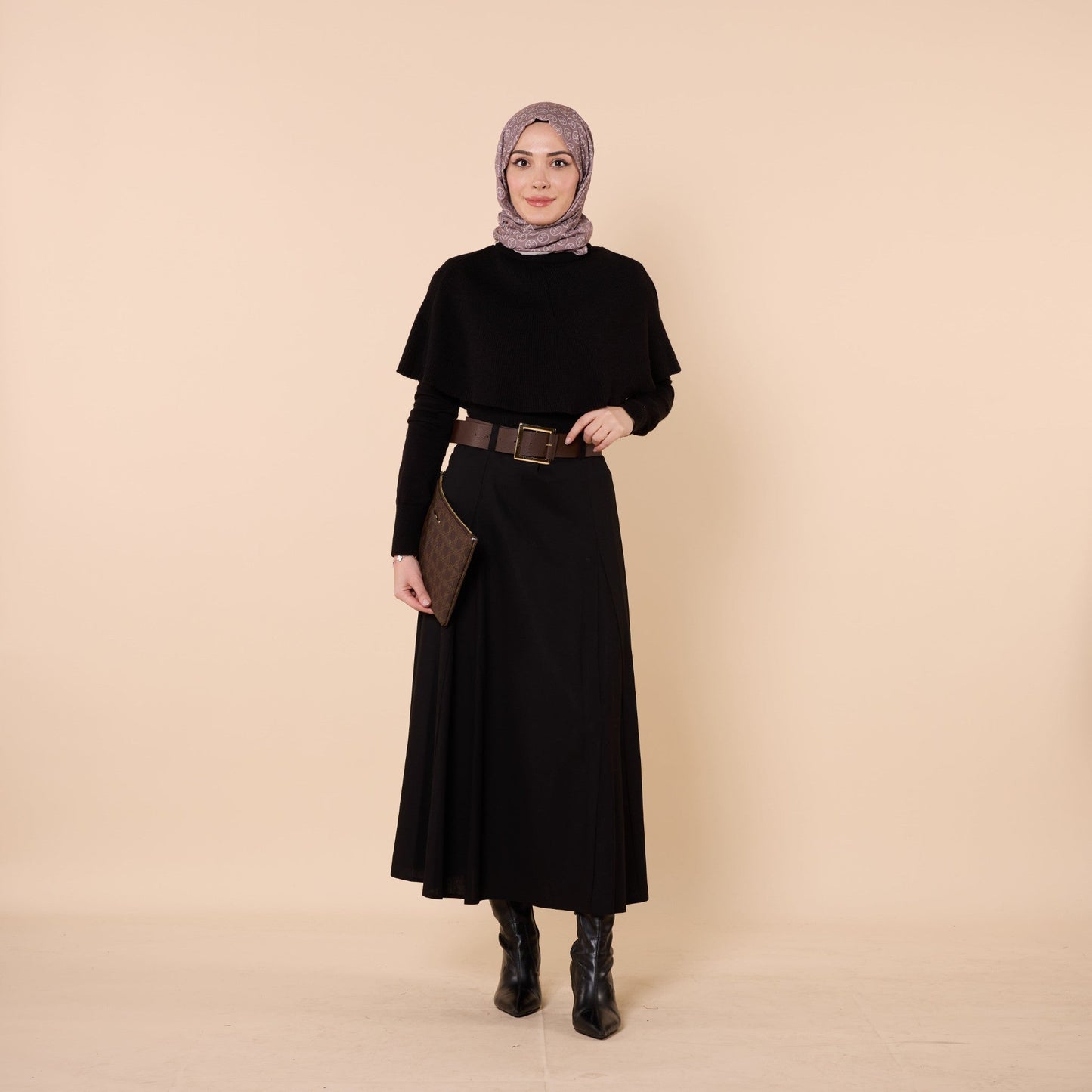 Belted Midi Length Skirt