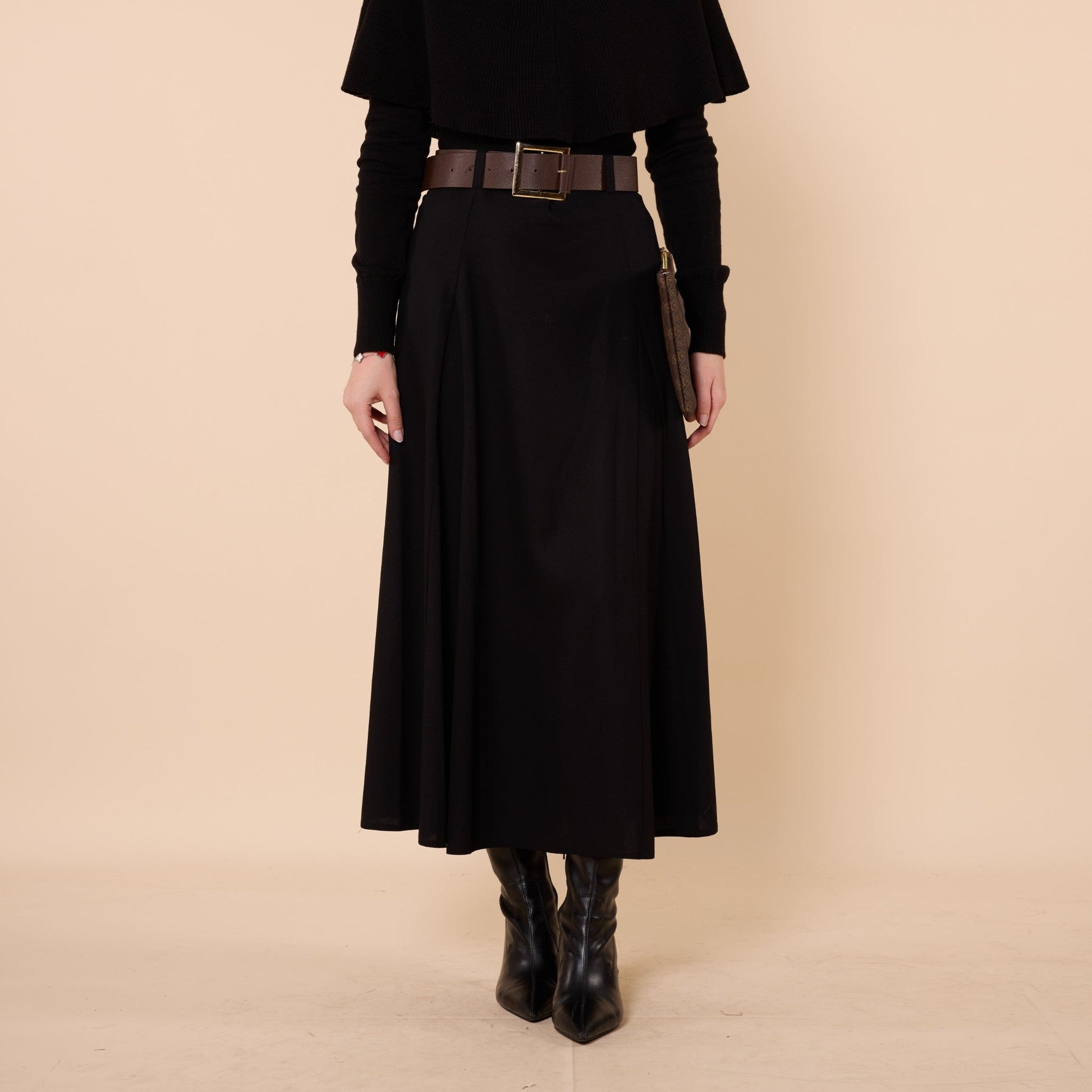 Belted Midi Length Skirt