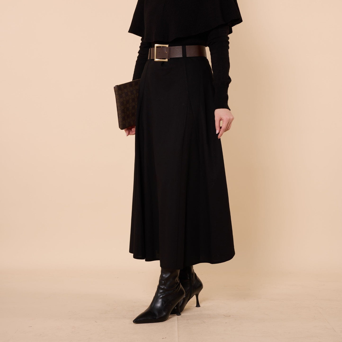 Belted Midi Length Skirt