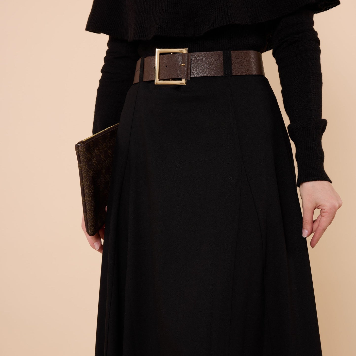 Belted Midi Length Skirt