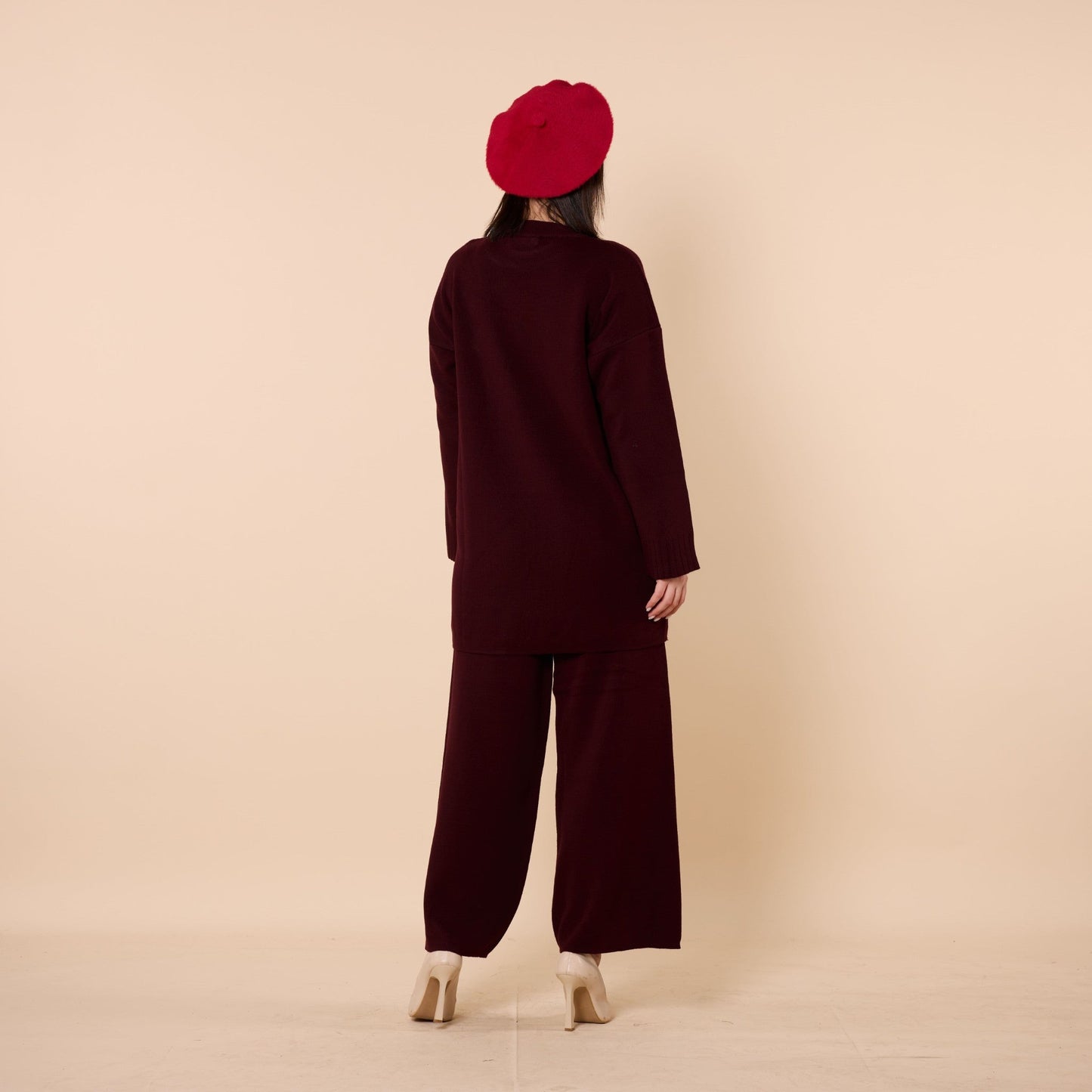 Button Detail Knit Two Piece Pants Set