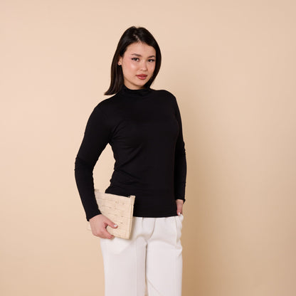 Long Sleeve Turtleneck Stretch Jersey Bodysuit