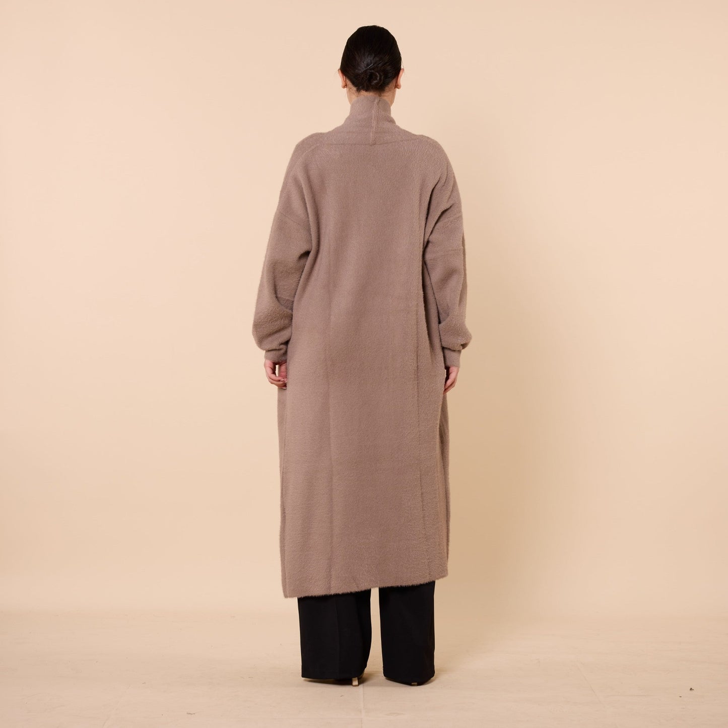 Long Knitted Tunic with Shawl Collar