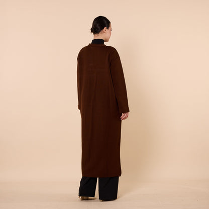 Plain Long Cardigan With Shawl Collar And Pockets