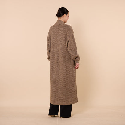 Patterned Shawl Collar Long Cardigan