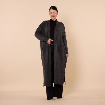 Long Cardigan With Shawl Collar And Pocket Detail